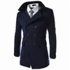 Riinr – manteau en laine mélangée pour homme, col montant, mi-long, classique, solide, Double boutonnage, chaud, automne-hiver, Nadi22