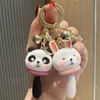 Cartoon Blush Resin Animal Sleutelhanger Panda Konijn Doll Sleutelhanger Creative Paar Rugzak Ornaments G1019