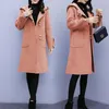 Women's Wool Blends Woolen 2022 Autumn and Winter Clothing Korean Style Loose Mid-Length Hooded Retro Coat Phyl22