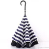 Creative Double Couche Pongee Stripe Parapluie Inversé Droit Long Poignée Parapluie C-type Protection Solaire Parapluies Portables XDH0882