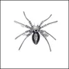 Szpilki, Broszki Biżuteria Damskie Kryształ Rhinestone Halloween Araneid Projektant Broszka Emalia Animal Insect Spider Pin Holiday Prezent Drop Dostarcz