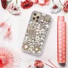 Luxo Bling Glitter Full Diamante Casos Perfume Garrafa Artesanal Clear Acrílico Capa Para IPhone 13 12 11 Pro Max 8 Samsung S20 Fe S21 Ultra A02S A12 A22 A72 A21s A52 A72 A21