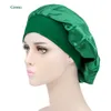 Extra stor satin silkeslen bonnet sömnlock med premium elastiskt band för kvinnor solid färg huvud wrap brimmed nightcap natt hatt