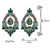 Balancent lustre cristal grandes boucles d'oreilles pour femmes fleur pendentif bleu vert déclaration grand strass fête bijoux