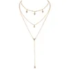 7-piece gold plated layered necklaces for women and girls sexy long star coin Rose Pendant Necklace Set