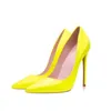 GENSHUO/брендовая обувь, туфли-лодочки на каблуке 10–12 см, туфли-лодочки на шпильке неоново-желтого цвета, пикантные вечерние высокие размеры 10, 11, 12, большие размеры 10, 11, 12, 211029