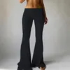 Femmes Vintage Pantalon Hippie Taille Basse Cloche Bas Dames Stretch Flare Pantalon Solide Couleur Été Mode Fusées 210915