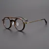 Vintage rond titane acétate lunettes cadres hommes femmes rétro cercle Prescription lunettes Double faisceau optique Eyewea241h