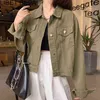 Autumn Winter Women Denim Jeans Jacket Pockets Streetwear Short Fashionable Korean Style Oversized Lady Tops JK8060 211112