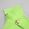 Summer Women Sexy Designer Slash Neck Neon Green Bandage Dress Elegant Mid-calf Bodycon Party Vestido 210527