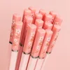 Chopsticks 1 Pairs Japanese Non-Slip Of Pink Green Sushi Petals Pattern Reusable Stick Blossom I6H6