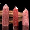 Doğal Çilek Kristaller Sanat Dekorasyon Süs Mineral Şifa Değnekleri Reiki Yeteneği Kuvars Sütunları Kristal Noktası