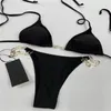 Bikini de calidad al por mayor para mujer, traje de baño de playa Sexy con cadena, trajes de baño de vendaje de 2 piezas, S-XL 2022