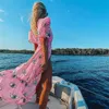 Costumi da bagno da donna Pink Eyes Bikini Beach Cover Up Tuniche per lungo caftano Robe De Plage Sarong Costume da bagno Cover-up