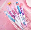 Cartoon Unicorn Light Pen LED -lampor Kiseldioxidhuvud Gel Glowing Ballpoint Student Stationery School Writing Gift Supplies Blue Ink