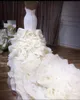 2021 Elegant sjöjungfru bröllopsklänningar Sweetheart Pleat Ruffles Tiered kjol Organza Custom Chapel Train Formell Bridal Gowns Vestido de Novia