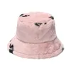 Kvinnor Vinter Tjockad Fluffy Plush Fisherman Cap Brev Skriv ut Solid Färg Bred Brim Sun Hat Bucket