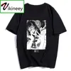 Mężczyźni Ubrania Junji Ito Print Man's T-shirt Harajuku Krótka Streetwear Estetyczna Koszula Anime Bawełna Czarna Tshirt 210629