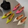 Shoes Brand INS Luxury Women Korean Designer Pointed Toe Kitten Heels Neon Pink Beige Low Pumps Office Lady Prom Shoe