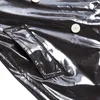 Nerazzurri Långt vattentätt svart patentlädergravrock för kvinnor dubbelbröst iriserande överdimensionerad läderrock 7xl 210923