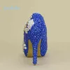 Arrivée Peacock Royal Blue Perle Diamants Chaussures Femme Fête / Mariage Pompes Haute Couture Mariée Femmes 211123