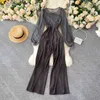 Lente Herfst Dames Sets Koreaans Het Bottoming Shirt Top All-Match Sling Sling Jumpsuit Losse Casual Tweedelig LL950 211106