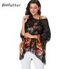 BHflutter 4XL 5XL 6XL Plus Size Blouse Shirt Women New Striped Print Summer Tops Tees Batwing Sleeve Casual Chiffon Blouses 210315