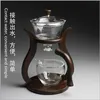 Värmebeständig glas Tea Set Magnetiskt vattendirigering Roterande skyddsskål Semi-automatisk tillverkare Lazy Pot Kungfu 210724