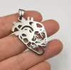 2 inch Stainless Steel Metal Pendants Anatomical Organ Heart Shape Charms for Men Women Necklace Jewellery 4mm24''