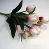 [name] : 9 heads tulip [ material ] : plastic +, leaves are tape, wire flower heads is silk . [size] : the height of 30 cm, 9 points forks