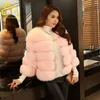 Mulheres falsa casaco de pele outono inverno de manga longa moda rosa elegante espessura quente outerwear casaco de pele falsa chaquetas mujer 210917