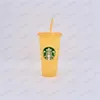 スターバックスマーメイド女神24oz / 710mlの色の変化タンブラープラスチックのプラスチックの唇とわらのマジックコーヒーカップ