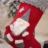 Juldekorationer Santa Claus Gnome Strumpor Candy Bag Xmas Wide-Brimmed Stocking för familjeland Rustik personlig semester inomhus