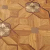 Goden Yellow Brass and burma teak hardwood flooring parquet tile engineered timber marquetry medallion inlay home decor background wall rugs