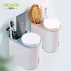 ECOCO anti-poussière aimant rince-bouche porte-brosse à dents avec tasses sans ongles support mural étagère salle de bain accessoires ensembles 211130