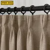 Modern Blackout Curtain Pure Color Cotton and Linen Curtain for Living Room and Bedroom Curtain 210712