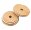 Friendly Mason Lids Reusable Bamboo Caps Tops with Straw Hole and Silicone Seal for Masons Canning Drinking Jars Top SN5761