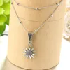 Fashion Sunflower Necklaces For Women Link Chain Alloy Plant Silver Plated Pendant Necklace Jewelry Girlfriend Valentine's Day Gift