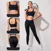 Sexig Seamlyoga Set Sport Bras Workout Sportkläder Sportkläder Hög midja Leggings Yoga Byxor Fitnlong Sleeve Crop Top X0629