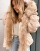 Hooded Jacket for Women Winter Warm Faux Fur Parka Cotton-padded Jackets Casual Waist Tightening Oversized Outwear Coat 210922