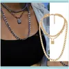 Necklaces & Pendants Jewelrypunk Layered Chain Necklace Lock Pendant Women Men Choker Metal Padlock Chains Goth Jewelry Drop Delivery 2021 K