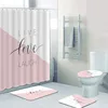 Douchegordijnen Stijlvol liefde Gordijnset Polka Dots Pastel Pink Heart Bad voor badkamermatten Tapijten tapijtdecoratie