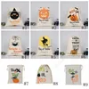 Halloween Candy Bag Gift Sack Treat of Trick Pumpkin Printed Canvas Tassen Hallowmas Christmas Party Festival Trektas DHS64