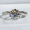 925 Sterling zilver 1CT 2CT 3CT romantische stijl moissanite bloem vorm sieraden jubileum voorstel ring