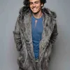 Men Winter Fashion Fur Coat Men's Clothing Thick Faux Zipper Jacket Hooded Hoodies Coats Man Warm Clothes 211213