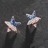 Hot Fashion Star Shape Orecchini bandiera americana Crystal Ear Studs Giorno dell'Indipendenza 4 luglio Gioielli Q0709