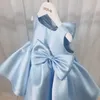 Summer Teenagers Girls Dress Sleeveless Solid Color Bow Cute Style Party 1st Birthday Dresses for Weddings E121 210610
