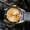 Designer Watches 41mm M79733N-0007 79733 Azjatyckie 2813 Automatyczne męskie Zegarek Czarny Dial Tone Gold Steel Case Strap HWTD Zniżka