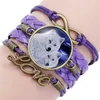 Tennis Schwarz Farbe Gothic Wolf Mond Glaskuppel Charme Mehrschichtiges Lederarmband Armreif Schmuck Junge Männer Sirius Zubehör8017993