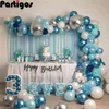 85 adet Mavi Beyaz Gümüş Metal Balon Garland Kemer Balon Düğün Olay Parti Balon Bebek Duş Doğum Günü Partisi Dekor Çocuklar Yetişkin 210719